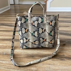 Madewell The Zip-Top Small Transport Crossbody: Snake Embossed Edition NWT